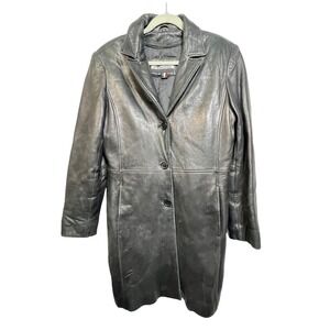 Marcia Black Italian Soft Lamb Leather Trench Coat Women Medium Thermolite Liner